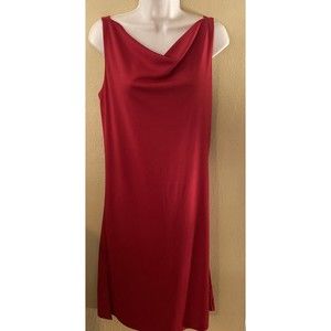 Express Women 5/6 Red Pencil Midi Dress Draped Collar Sleeveless Business Party